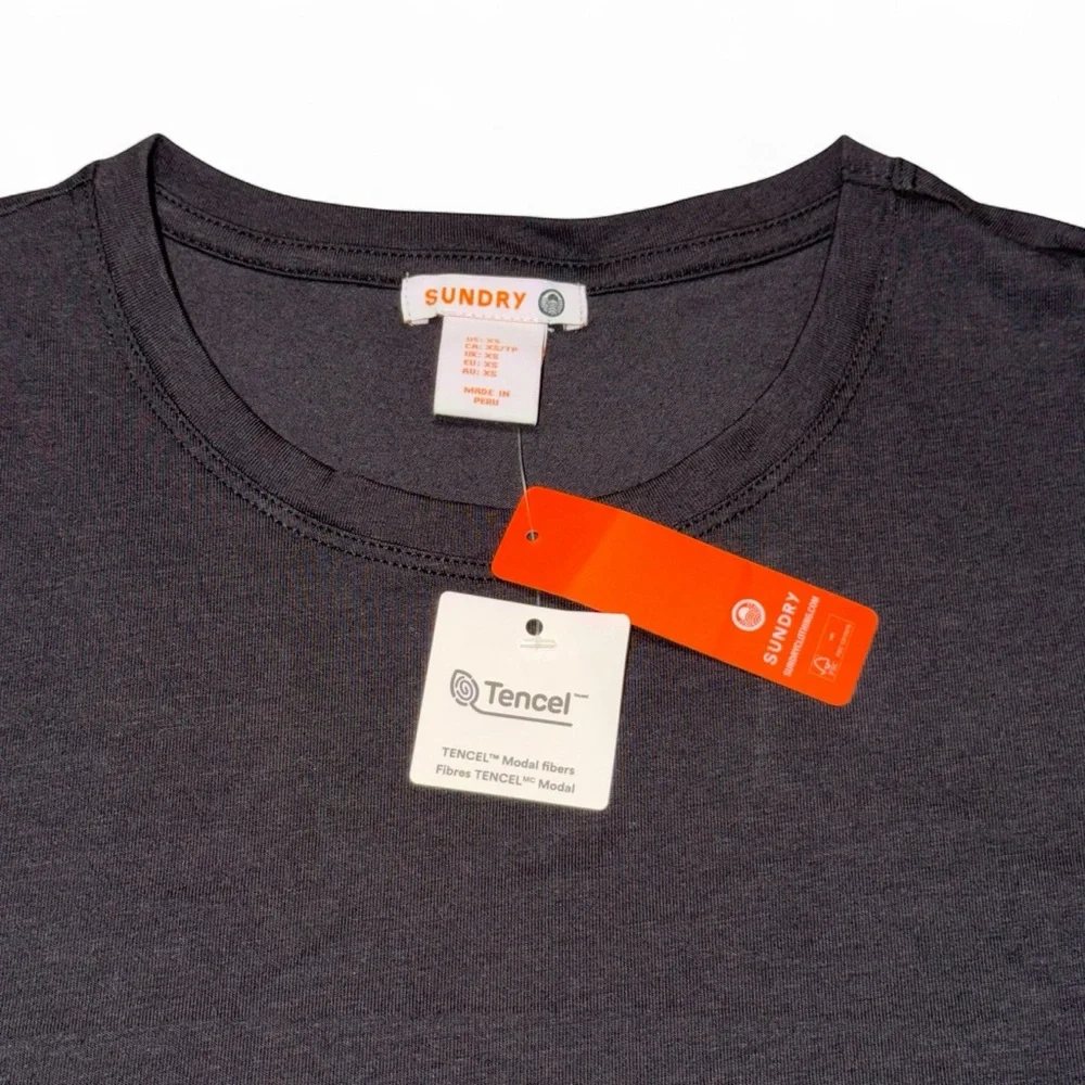 Sundry Black Tencel Modal Tee Shirt XS New With Tags Soft Luxury Basic - Picture 2 of 5